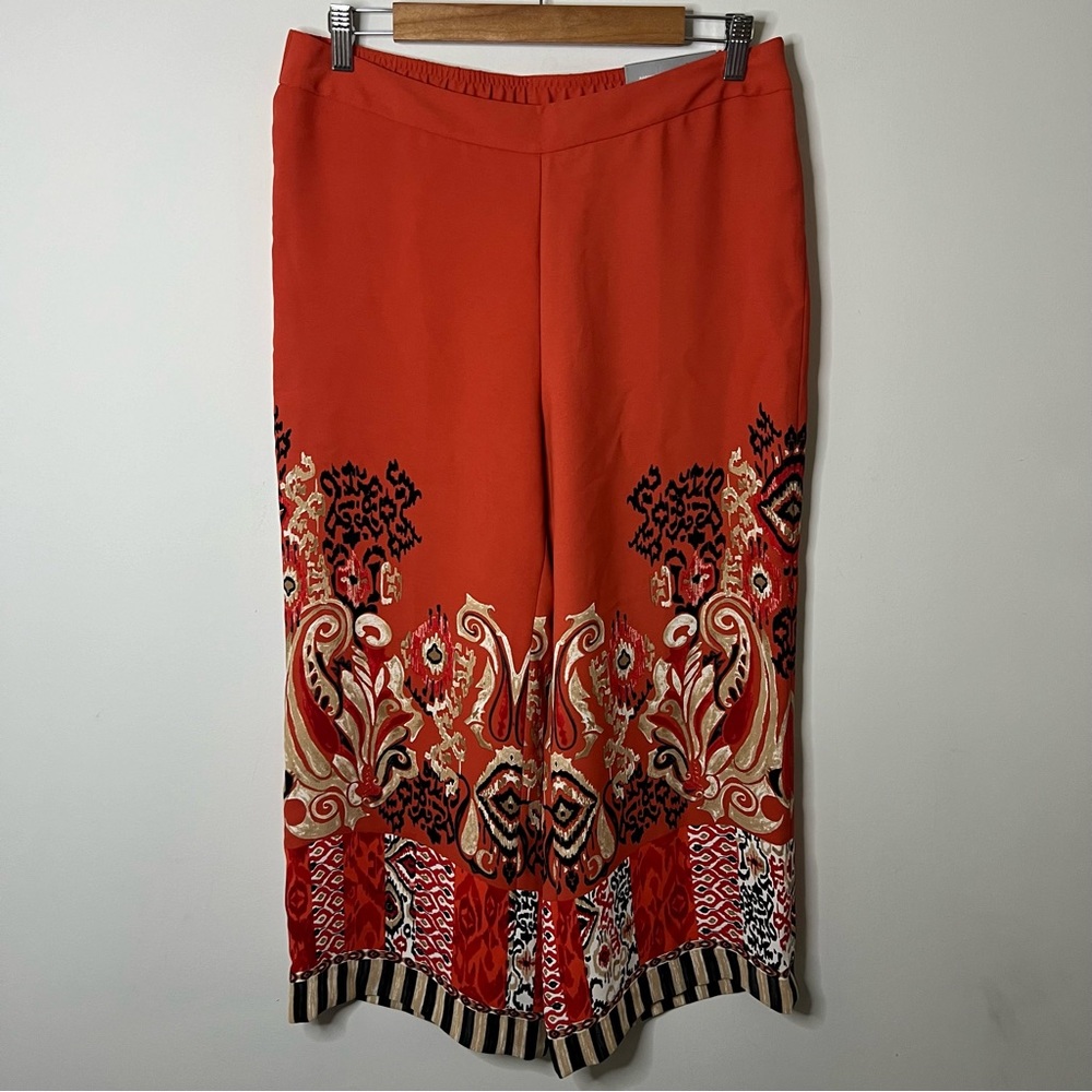 Chicos 1 Pants Size US 8 Wide Leg Crop Pants Tribal Paisley Print NWT 32x22 $109